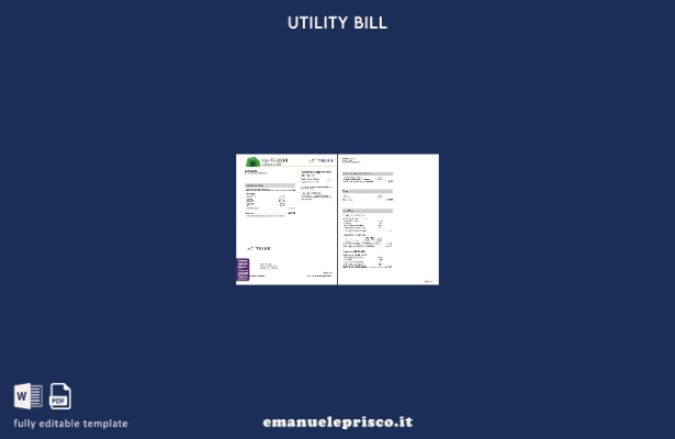 pagine di parole della bolletta delle utenze canadesi Telus in stile verificato,